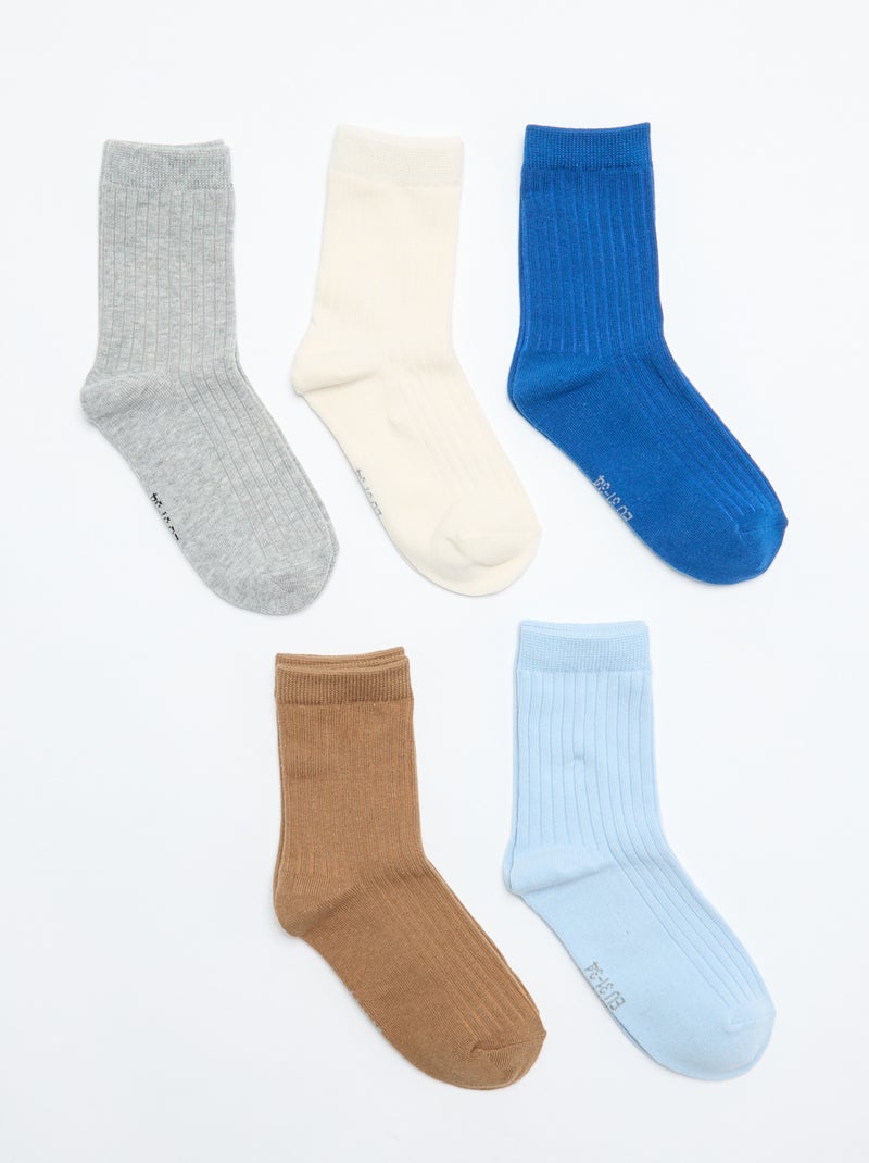 Pack de 5 calcetines lisos Marron - Kiabi