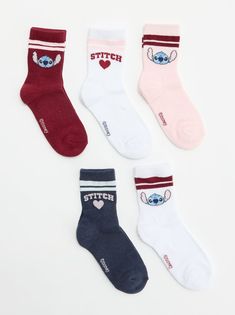 Pack de 5 calcetines 'Stitch' 'Disney' Rosa - Kiabi
