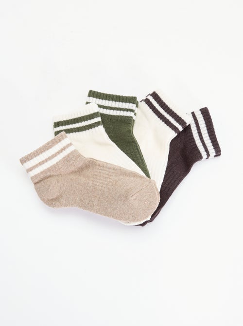 Pack de 5 calcetines tobilleros de hombre de algodón con motivos de fantasía - Kiabi