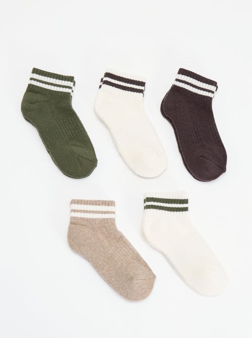 Pack de 5 calcetines tobilleros de hombre de algodón con motivos de fantasía - Kiabi
