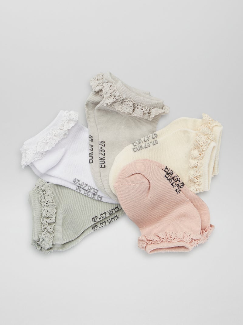 Pack de 5 calcetines tobilleros ROSA - Kiabi