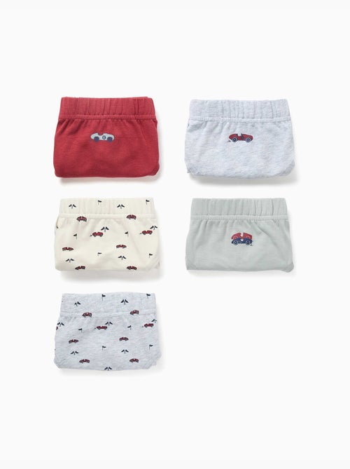 Pack de 5 calzoncillos de algodón con estampados de coches - Kiabi Pack de 5 calzoncillos de algodón con estampados de coches - Kiabi