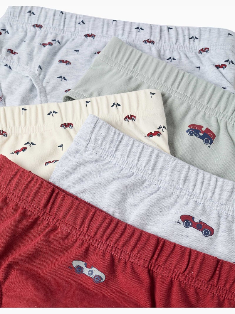 Pack de 5 calzoncillos de algodón con estampados de coches Gris rojo - Kiabi