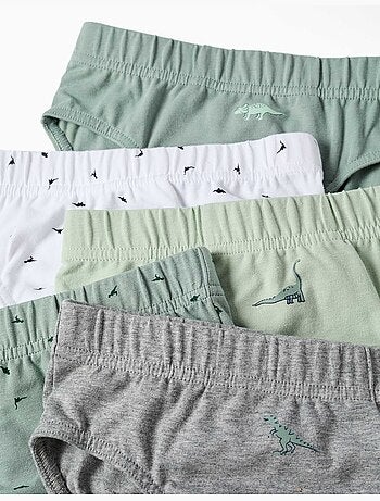 Pack de 5 calzoncillos de algodón con estampados de dinosaurios