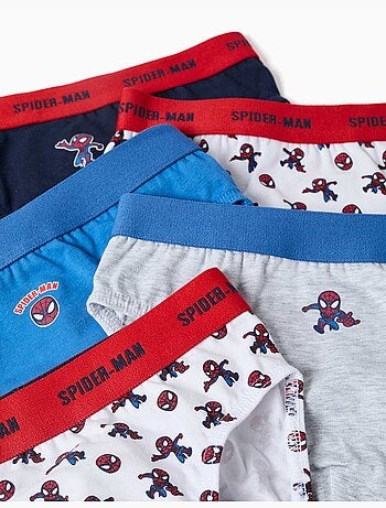 Pack de 5 calzoncillos de algodón con estampados de spider-man