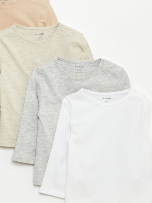 Pack de 5 camisetas lisas de manga larga - Kiabi