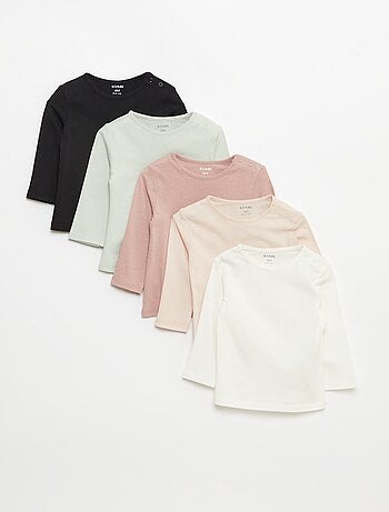 Pack de 5 camisetas lisas de manga larga