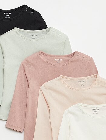 Pack de 5 camisetas lisas de manga larga