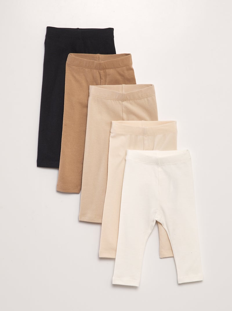 Pack de 5 leggings de punto BEIGE - Kiabi