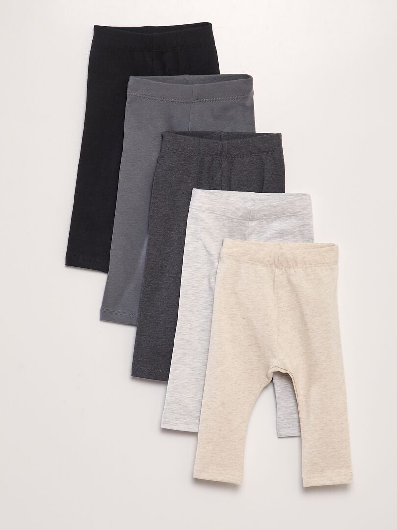 Pack de 5 leggings de punto GRIS - Kiabi