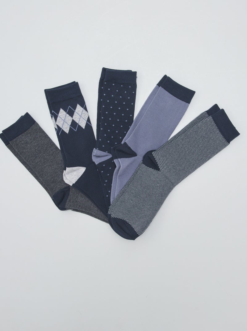 Pack de 5 pares calcetines fantasía AZUL - Kiabi