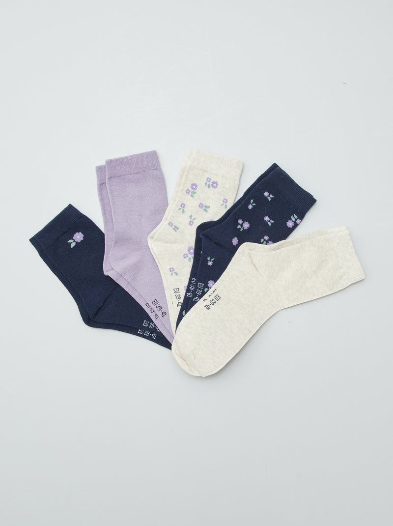 Pack de 5 pares calcetines fantasía AZUL - Kiabi