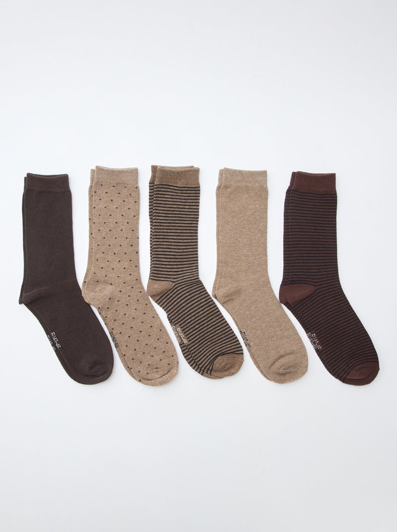 Pack de 5 pares calcetines fantasía Beige - Kiabi
