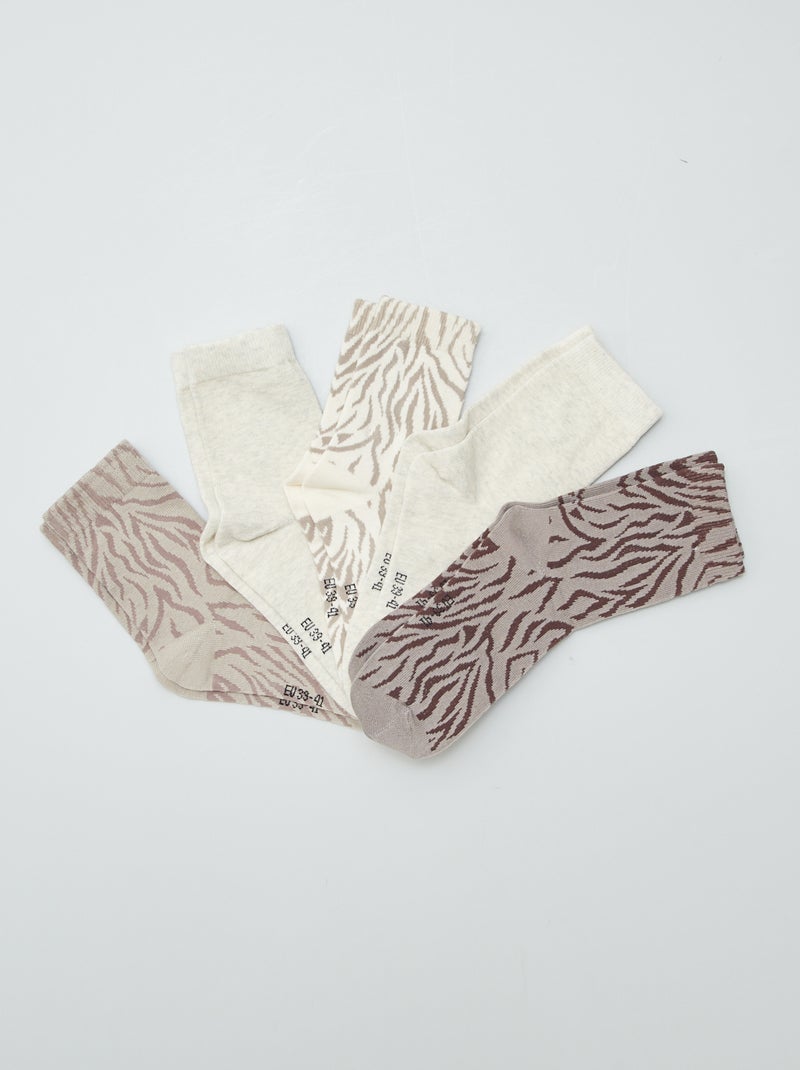 Pack de 5 pares calcetines fantasía BEIGE - Kiabi