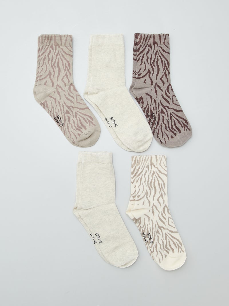 Pack de 5 pares calcetines fantasía BEIGE - Kiabi