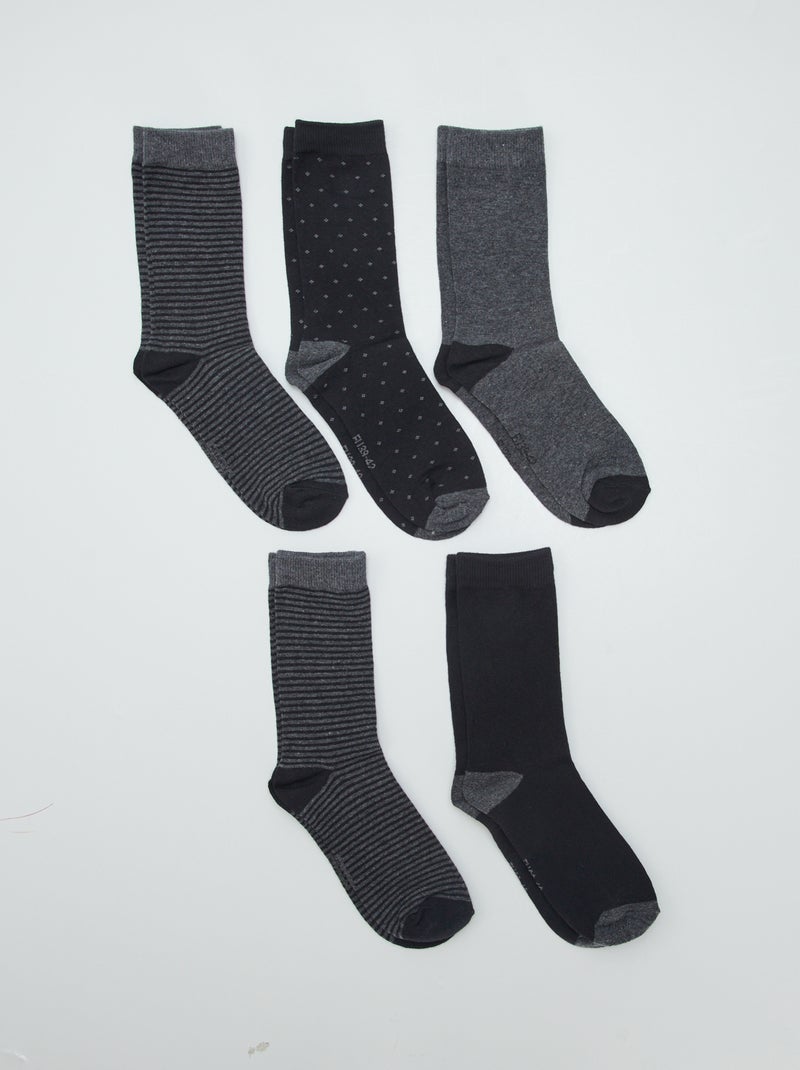 Pack de 5 pares calcetines fantasía NEGRO - Kiabi