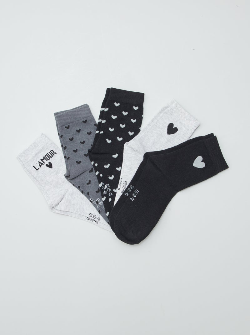 Pack de 5 pares calcetines fantasía NEGRO - Kiabi
