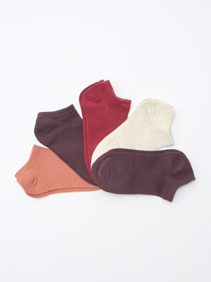 Pack de 5 pares calcetines invisibles Rojo - Kiabi