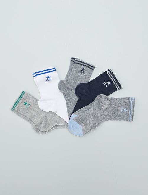 Pack de 5 pares de calcetines a contraste - Kiabi