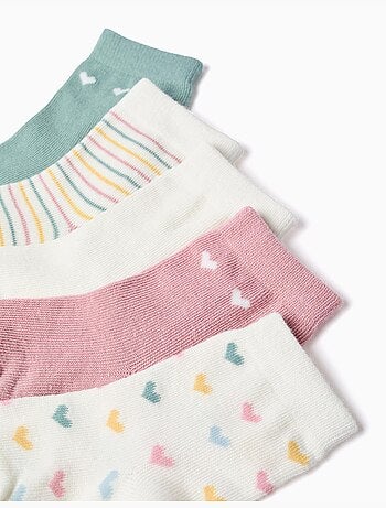 Pack de 5 pares de calcetines a rayas/corazones