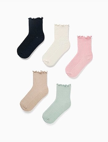 Pack de 5 pares de calcetines acanalados con caña ondulada
