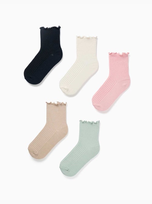 Pack de 5 pares de calcetines acanalados con caña ondulada - Kiabi