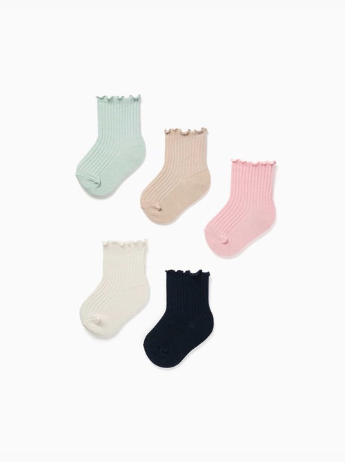 Pack de 5 pares de calcetines acanalados con caña ondulada - Kiabi