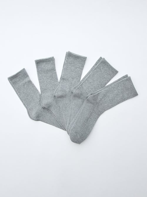 Pack de 5 pares de calcetines altos de punto - Kiabi Pack de 5 pares de calcetines altos de punto - Kiabi