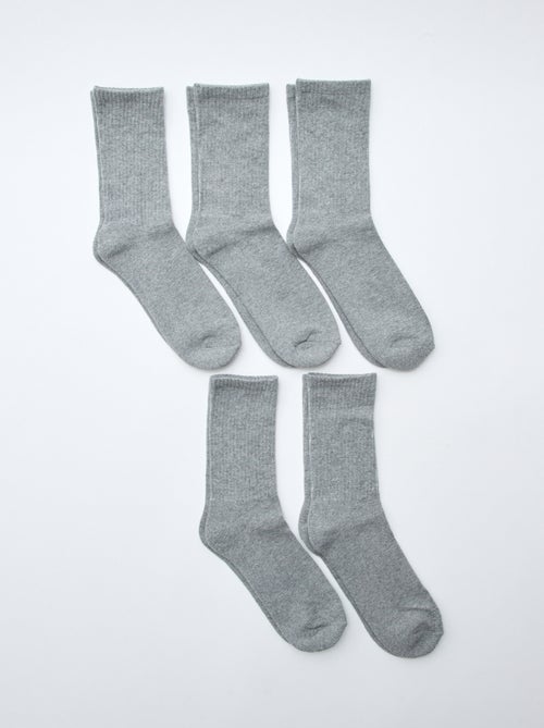 Pack de 5 pares de calcetines altos de punto - Kiabi Pack de 5 pares de calcetines altos de punto - Kiabi