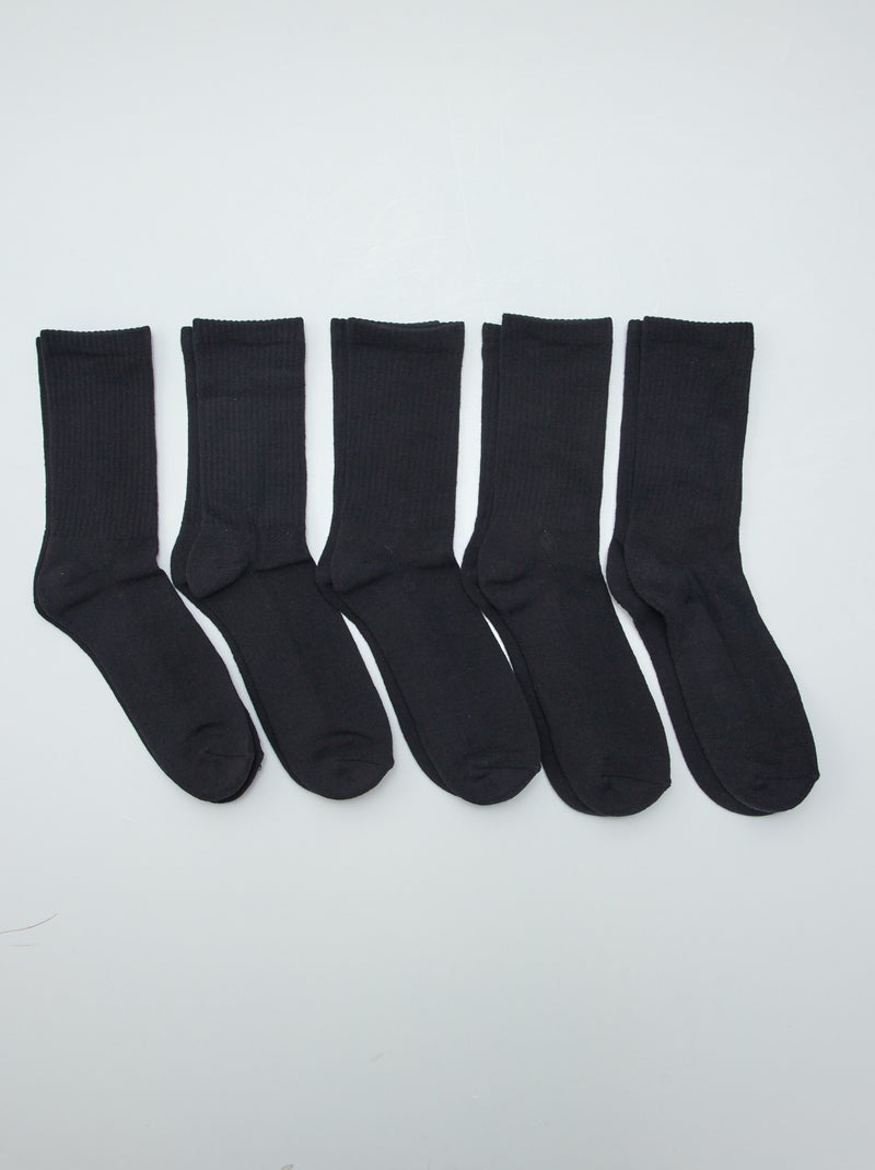 Pack de 5 pares de calcetines altos de punto NEGRO - Kiabi