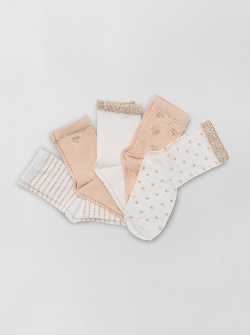 Pack de 5 pares de calcetines altos ROSA - Kiabi