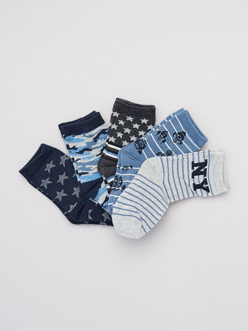 Pack de 5 pares de calcetines azul/gris - Kiabi