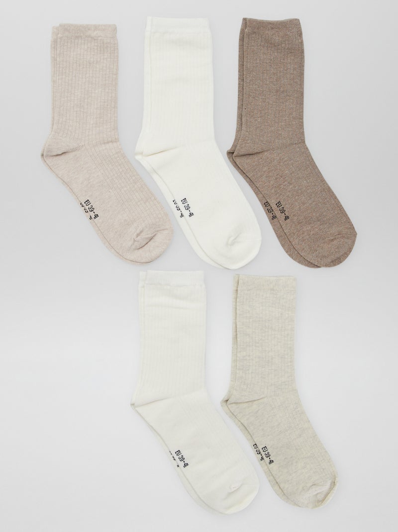 Pack de 5 pares de calcetines BEIGE - Kiabi