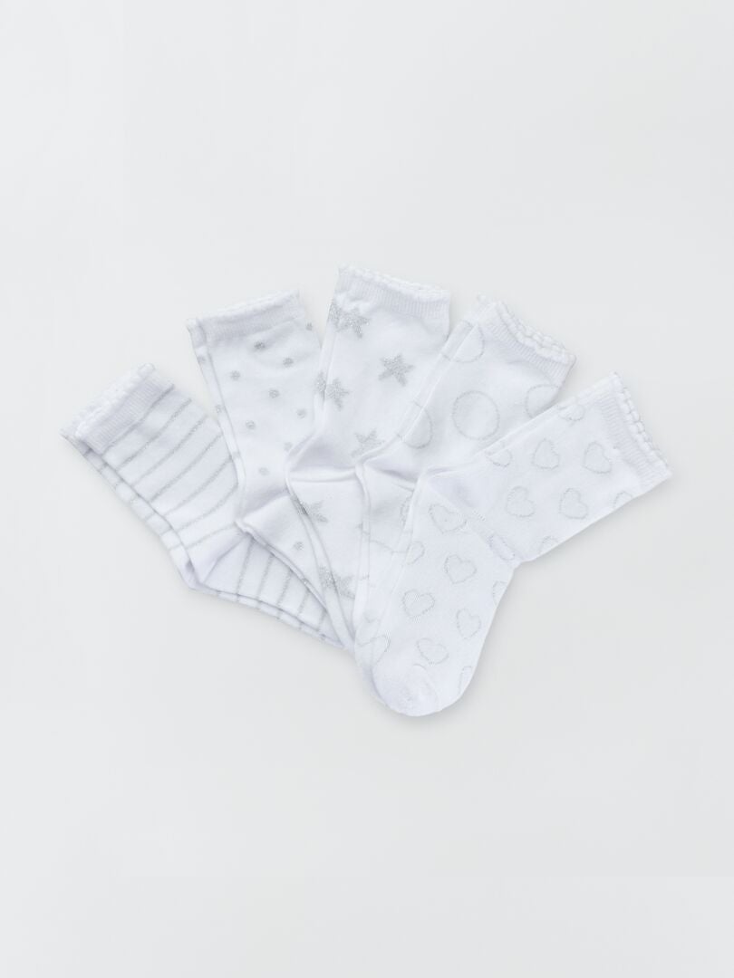 Pack de 5 pares de calcetines blanco - Kiabi