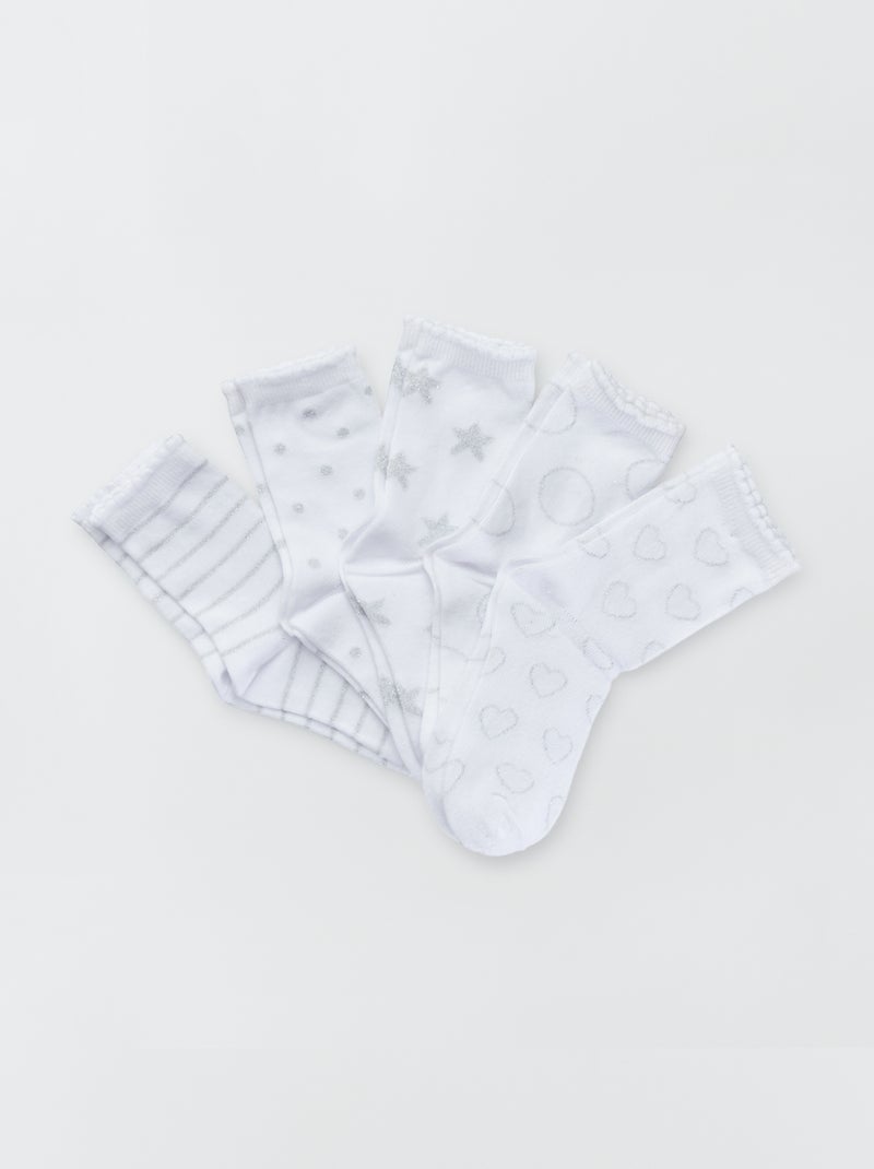 Pack de 5 pares de calcetines blanco - Kiabi