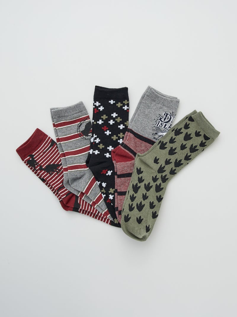 Pack de 5 pares de calcetines burdeos - Kiabi