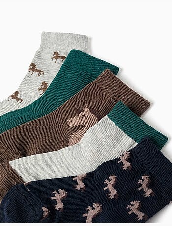 Pack de 5 pares de calcetines con caballos