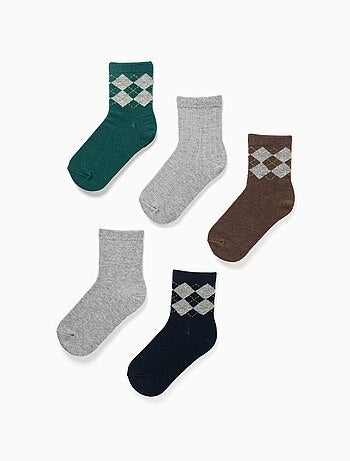 Pack de 5 pares de calcetines con estampado de rombos