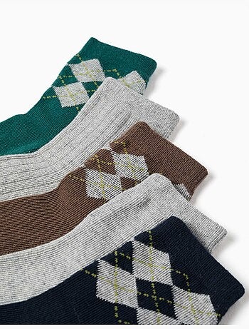 Pack de 5 pares de calcetines con estampado de rombos
