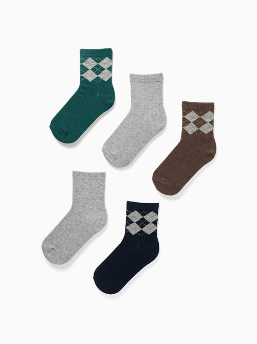 Pack de 5 pares de calcetines con estampado de rombos - Kiabi Pack de 5 pares de calcetines con estampado de rombos - Kiabi