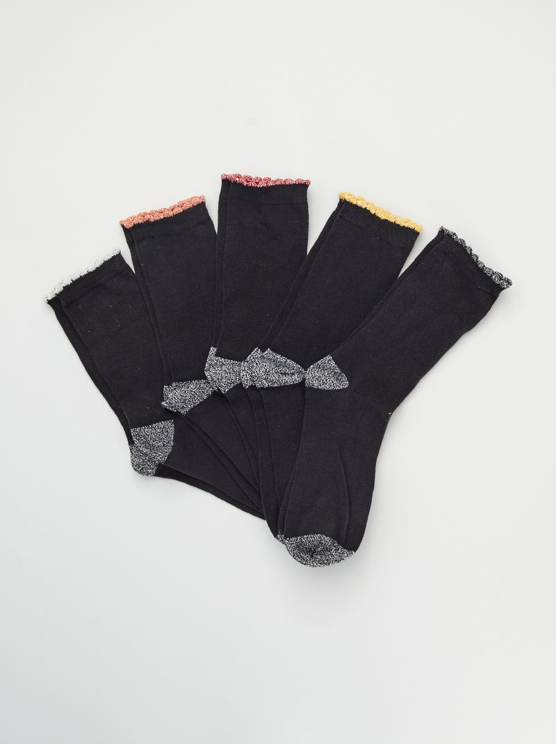 Pack de 5 pares de calcetines con fibra brillante negro - Kiabi