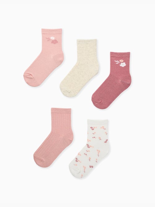 Pack de 5 pares de calcetines con flores - Kiabi