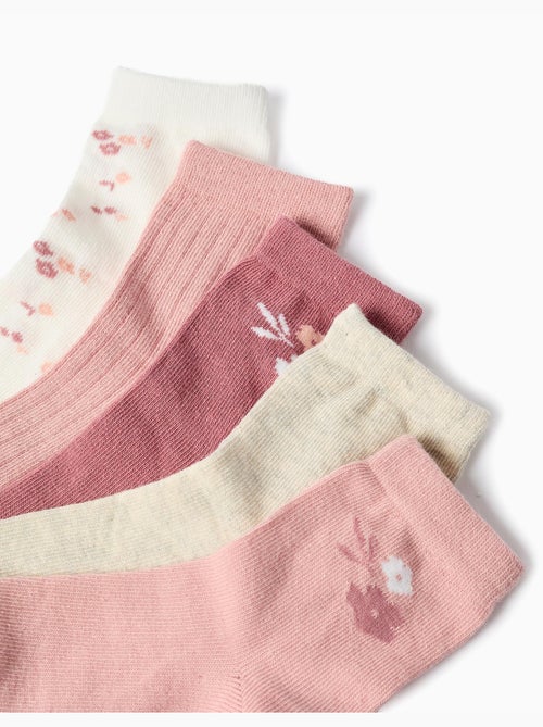 Pack de 5 pares de calcetines con flores - Kiabi