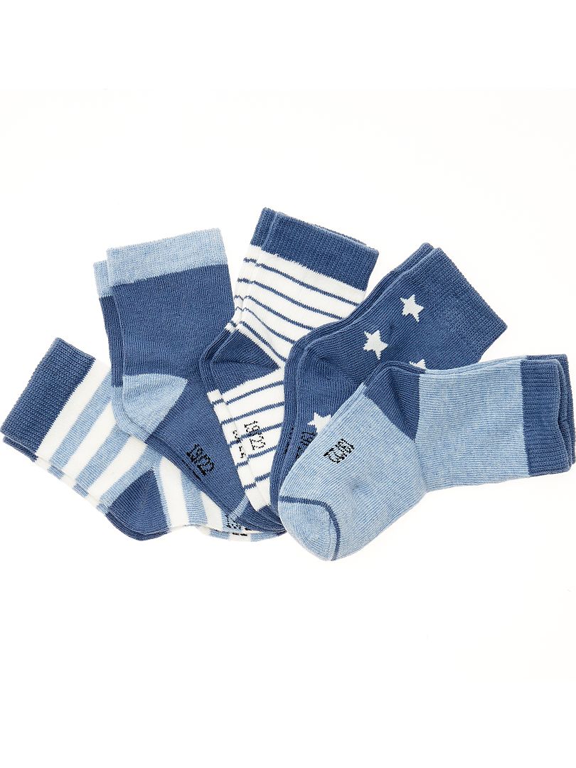 Pack de 5 pares de calcetines con motivos a rayas azul - Kiabi