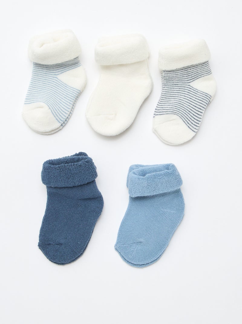 Pack de 5 pares de calcetines con vuelta en algodón Azul - Kiabi