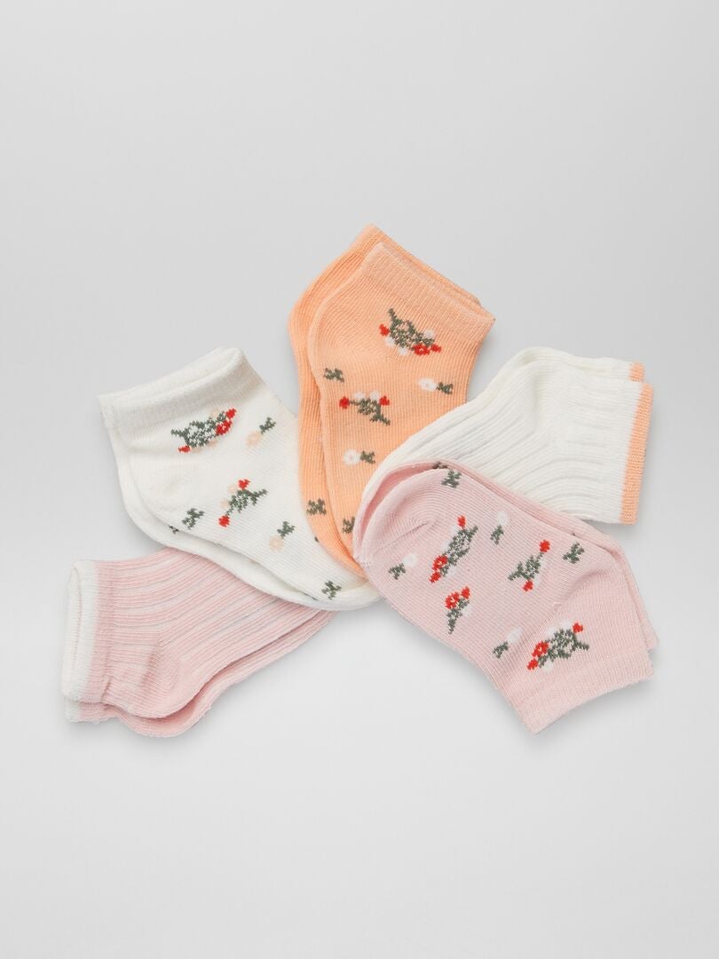 Pack de 5 pares de calcetines cortos ROSA - Kiabi