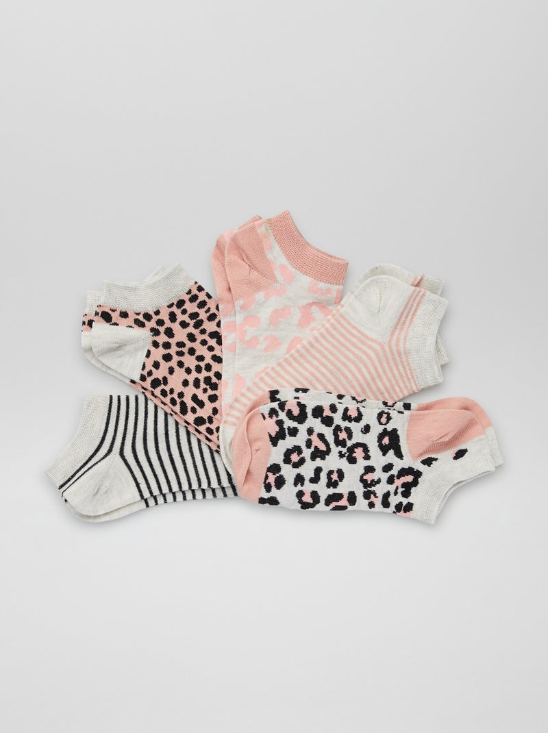 Pack de 5 pares de calcetines cortos rosa - Kiabi