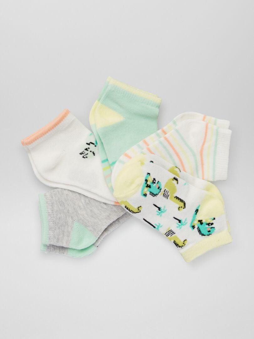 Pack de 5 pares de calcetines cortos VERDE - Kiabi