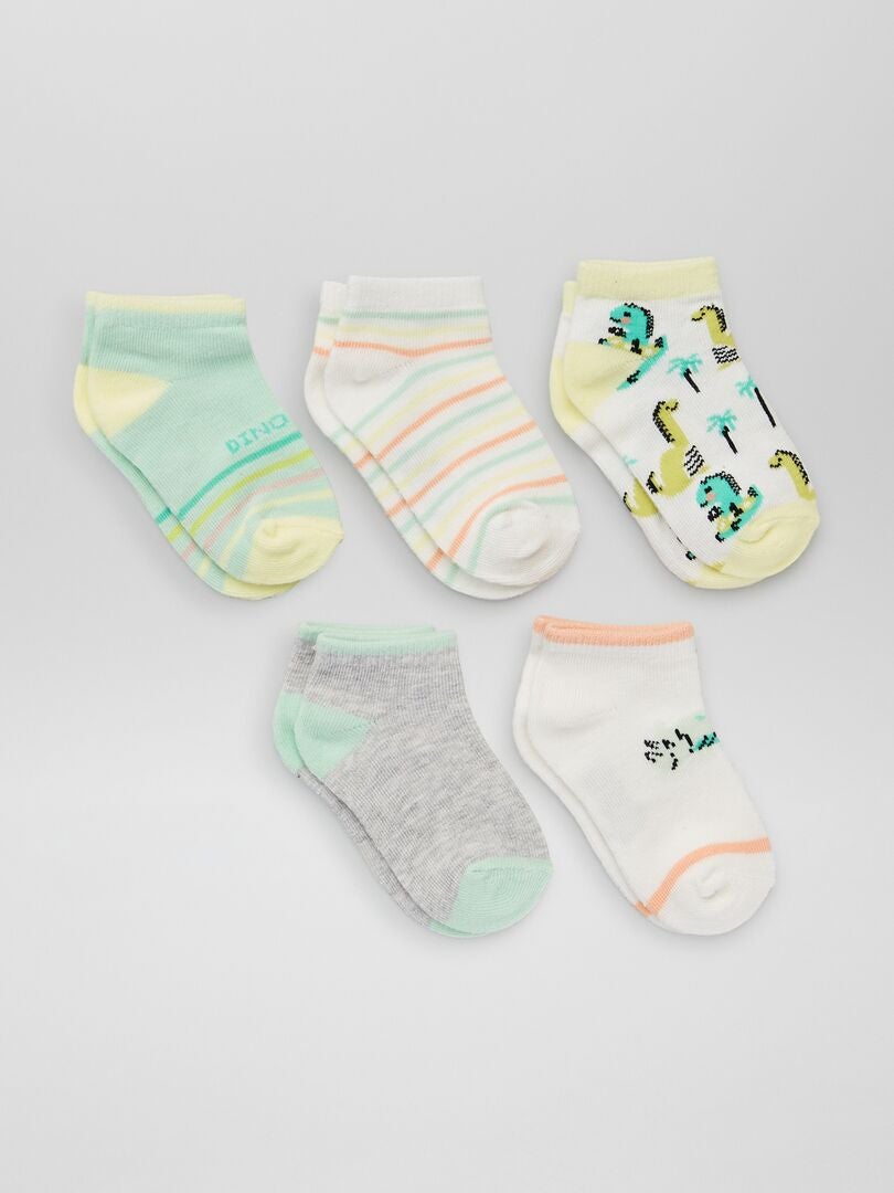 Pack de 5 pares de calcetines cortos VERDE - Kiabi