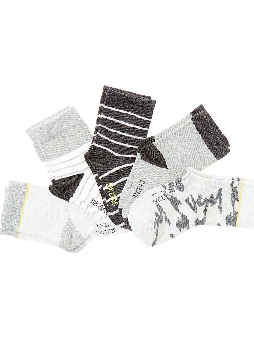 Pack de 5 pares de calcetines de algodón orgánico militar/a rayas - Kiabi